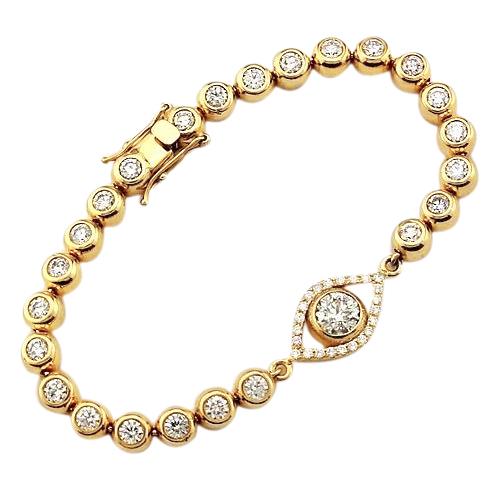 Natürliche Diamant-Armband 10,75 Karat Lünette Set Evil Eye Gelbgold 14K