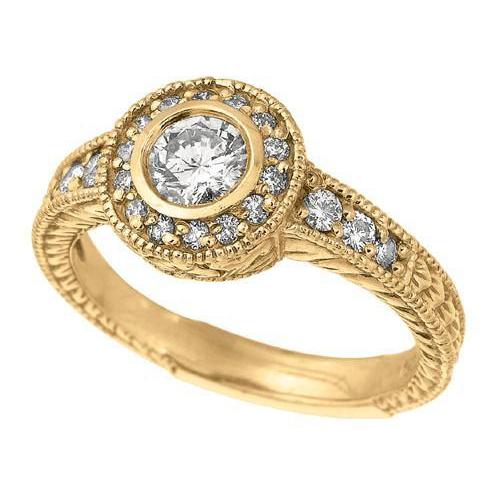 Natürliche Diamant-Jubiläum 0.80 Karat Fancy Ring Lünettenfassung Schmuck YG 18K