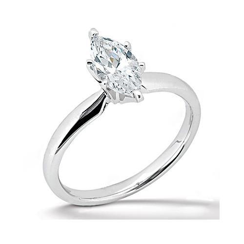 Natürliche Diamant-Verlobungs-Solitärring-Band-Set 1,25 Karat Marquise WG 14K