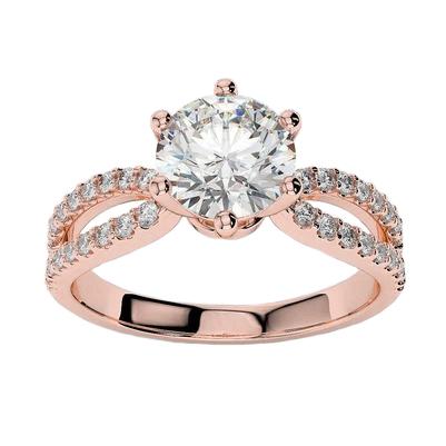 Natürliche Diamant-Verlobungsring 3,30 Karat Split Shank Roségold 14K