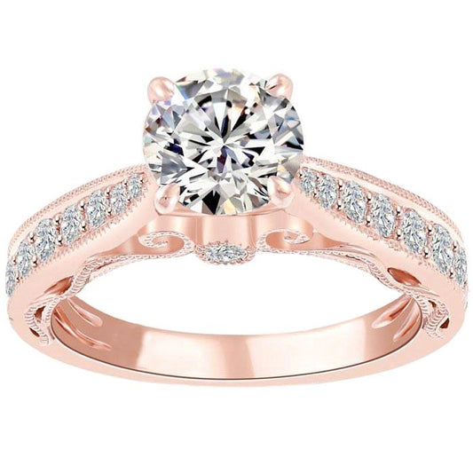 Natürliche Diamant-Verlobungsring 3,40 Karat Neu 14K Roségold