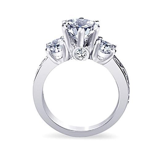 Natürliche Diamant 3,11 Karat Drei Stein Ring Stil Schmuck Weißgold 14K
