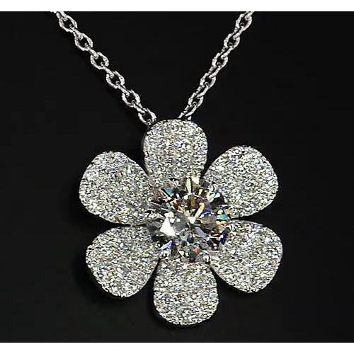 Natürliche Diamant Anhänger Blume 3.50 Karat Weißgold 14K F Vs1 Neu