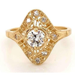 Natürliche Diamant Antik-Stil Ring 1,50 Karat Gelbgold 14K