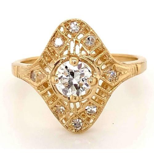 Natürliche Diamant Antik-Stil Ring 1,50 Karat Gelbgold 14K