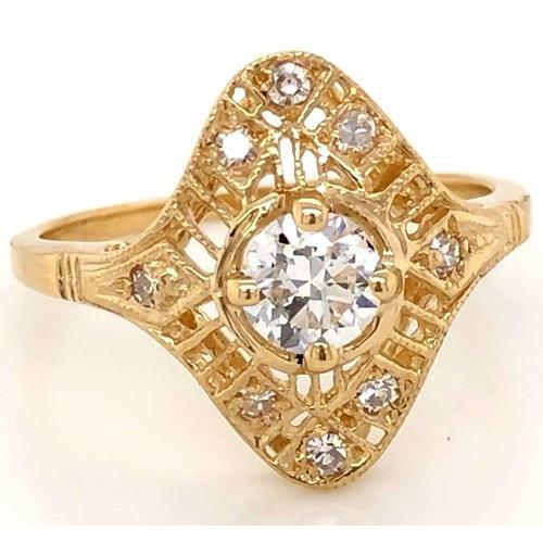 Natürliche Diamant Antik-Stil Ring 1,50 Karat Gelbgold 14K