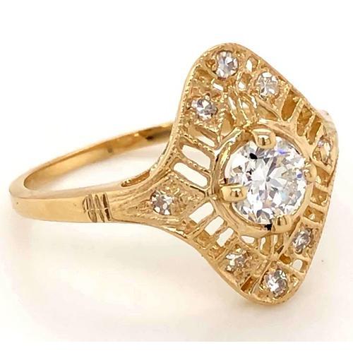 Natürliche Diamant Antik-Stil Ring 1,50 Karat Gelbgold 14K