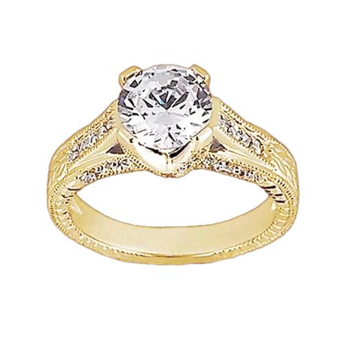 Natürliche Diamant Antik-Stil Verlobungsring 1,43 Karat Gelbgold 14K