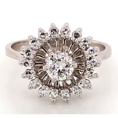 Natürliche DiamantDiamant Verlobungsring Flower Stlye 2 Karat Antik-Stil Weißgold 14K