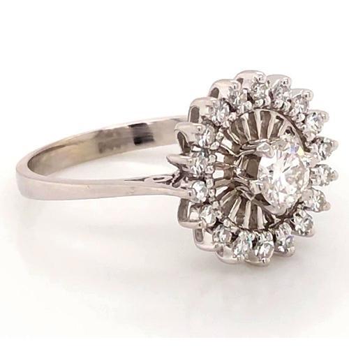 Natürliche DiamantDiamant Verlobungsring Flower Stlye 2 Karat Antik-Stil Weißgold 14K