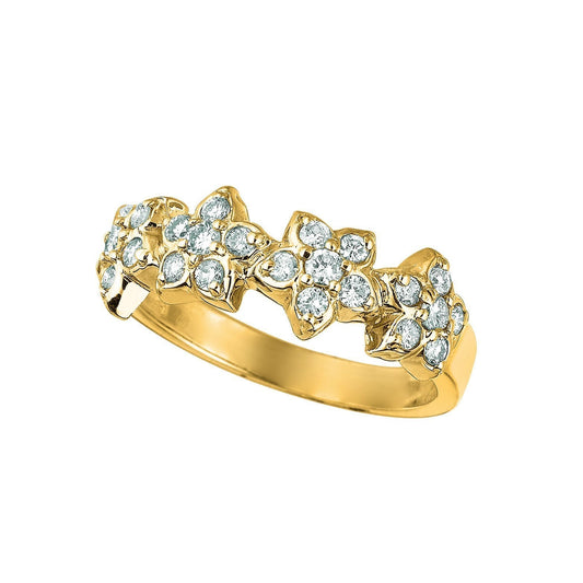 Natürliche Diamant Ehering Im Blumenstil 0,72 Karat 14K Gelbgold