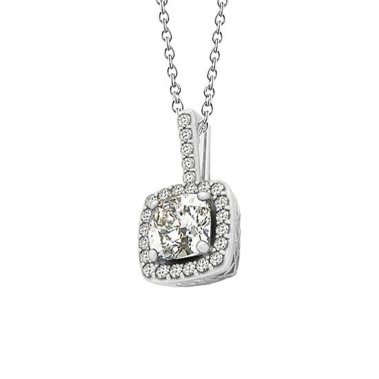 Natürliche Diamant Halo Anhänger Halskette Ohne Kette 1,25 Karat Weißgold 14K