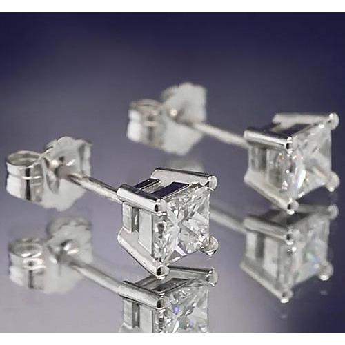 Natürliche Diamant Ohrstecker 1,50 Karat Princess Cut Weißgold 14K F Vs1