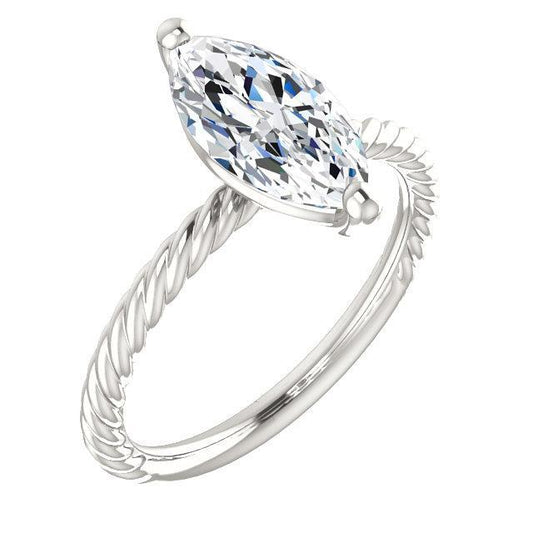 Natürliche Diamant Solitaire Ring 2 Karat Twisted Rope Style Damen Schmuck