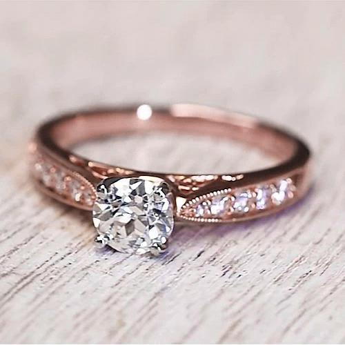 Natürliche Diamant Verlobungsring 1,50 Karat 14K Roségold