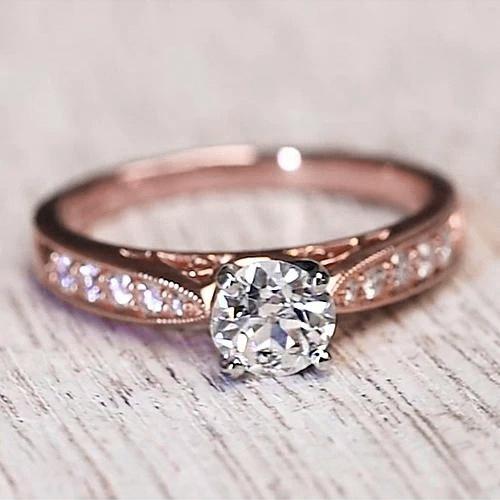 Natürliche Diamant Verlobungsring 1,50 Karat 14K Roségold