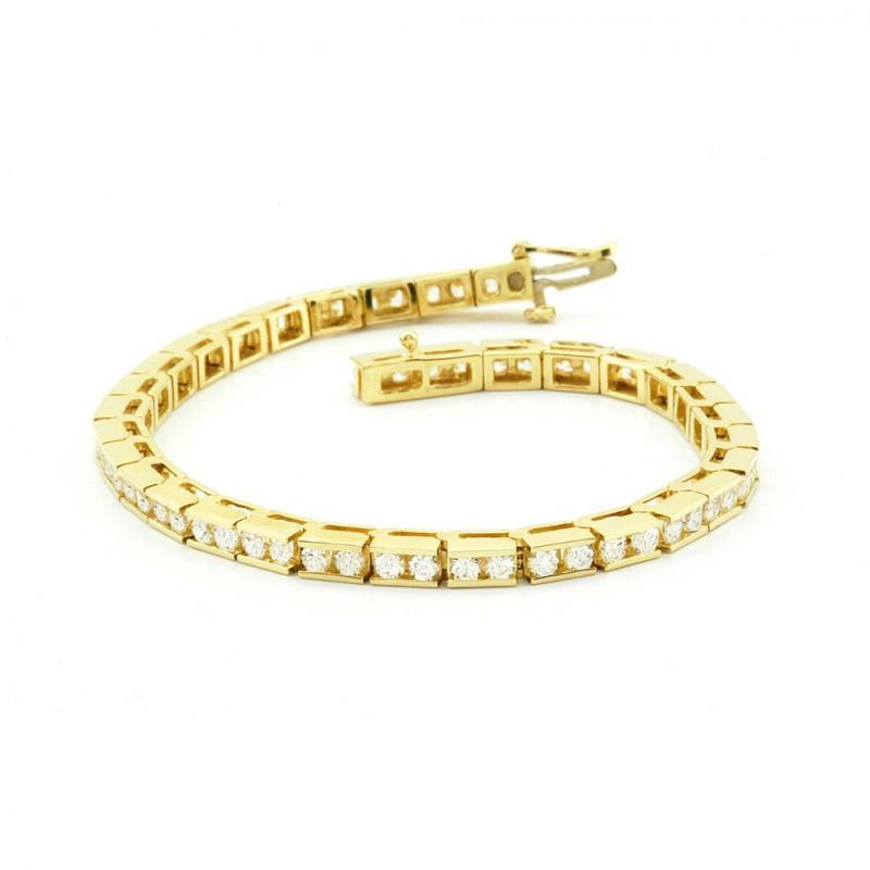 Natürliche Diamanten Classic Style Tennisarmband 3,30 Karat 14K Gelbgold