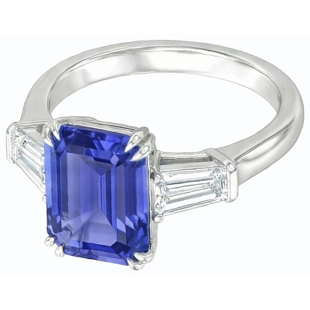 echter baguette diamant 3.50Karat ring Vorderansicht