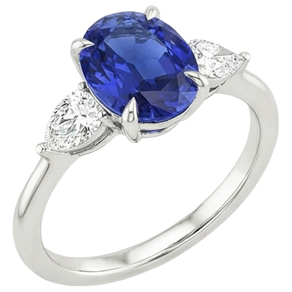 echter oval diamant 3.50Karat ring Seitenansicht