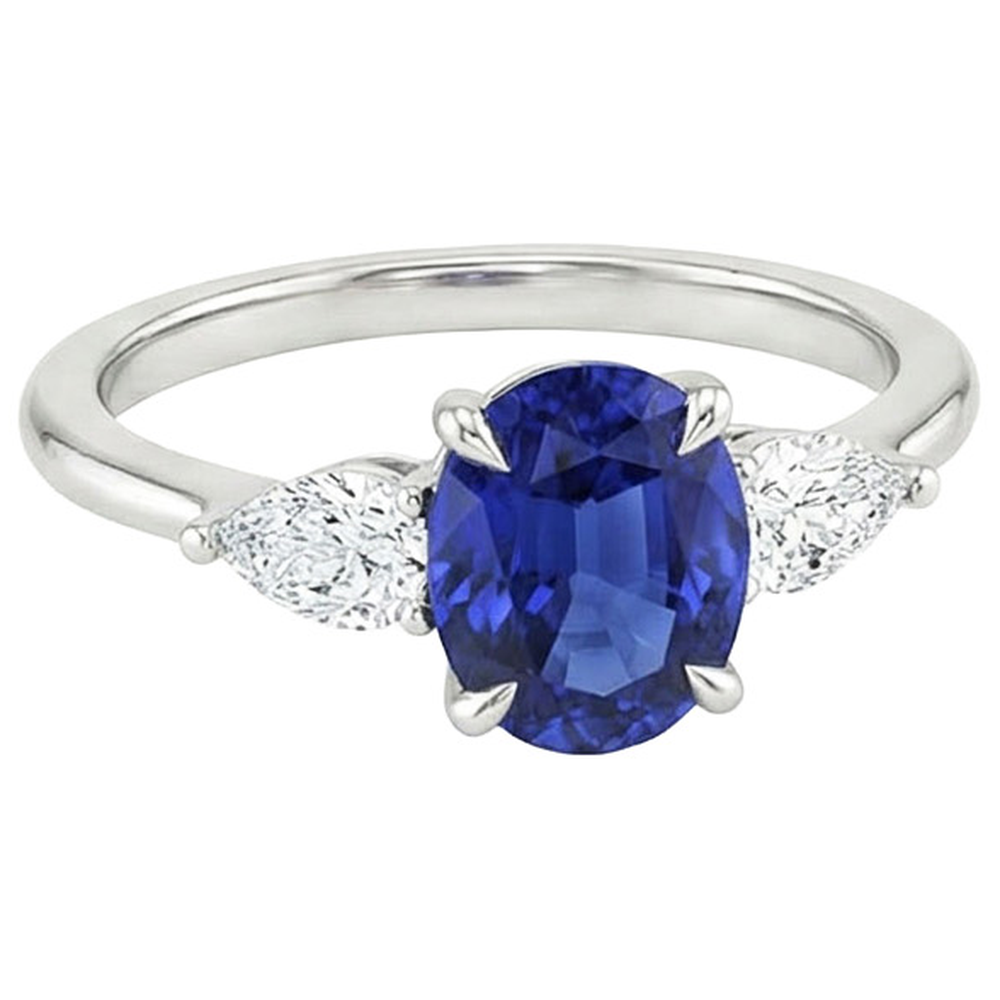 echter oval diamant 3.50Karat ring Draufsicht