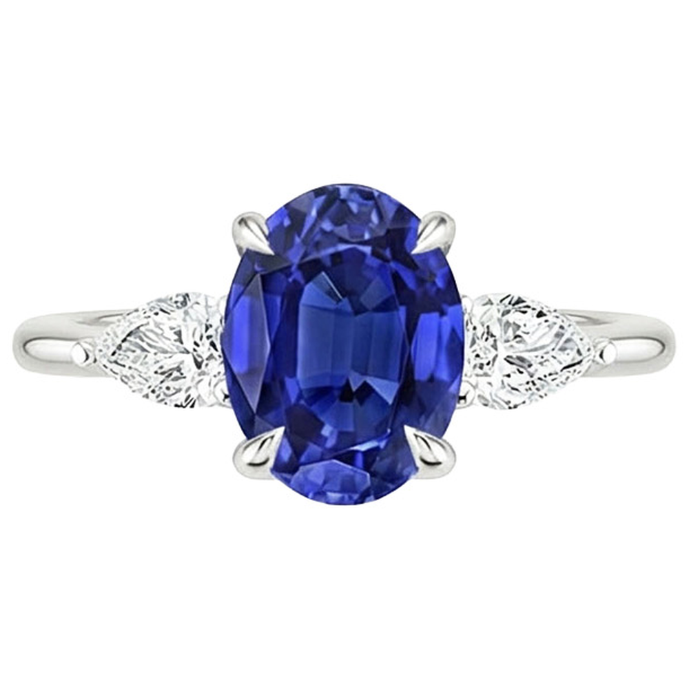 echter oval diamant 3.50Karat ring Profilansicht