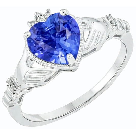 Natürlicher Diamant ( nicht im Labor gezüchtet ) Herz Hellblauer Saphir Ring 2 Karat Damenschmuck