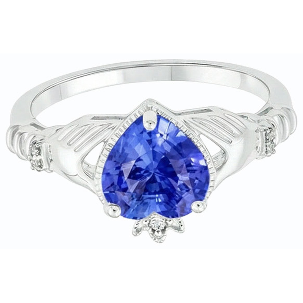 Natürlicher Diamant ( nicht im Labor gezüchtet ) Herz Hellblauer Saphir Ring 2 Karat Damenschmuck