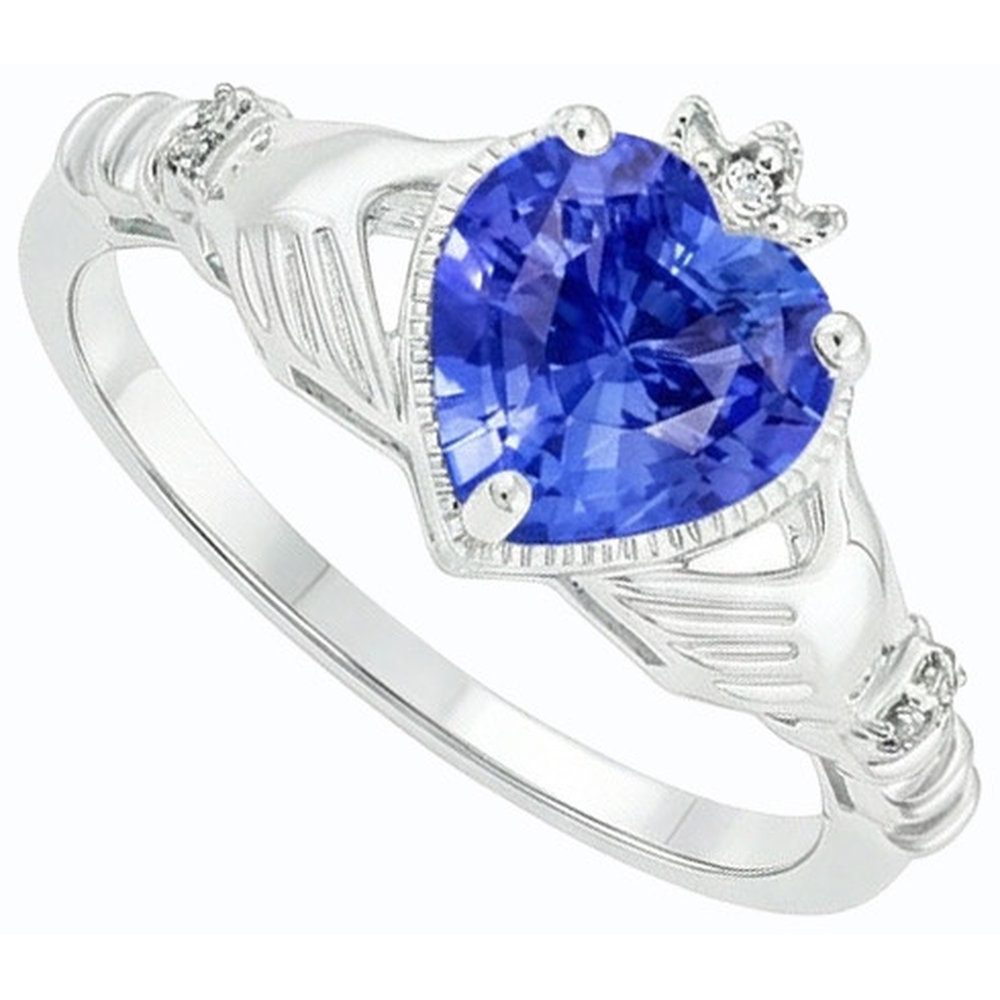 Natürlicher Diamant ( nicht im Labor gezüchtet ) Herz Hellblauer Saphir Ring 2 Karat Damenschmuck