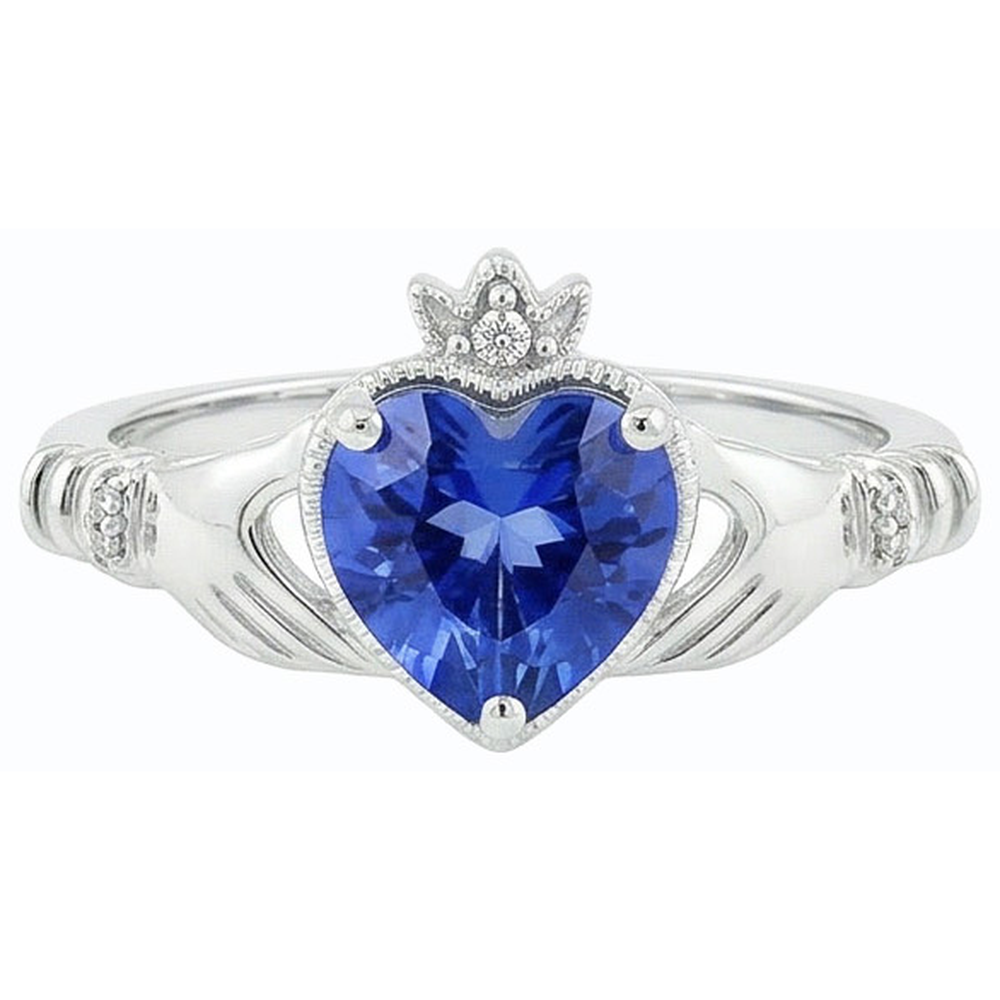 Natürlicher Diamant ( nicht im Labor gezüchtet ) Herz Hellblauer Saphir Ring 2 Karat Damenschmuck