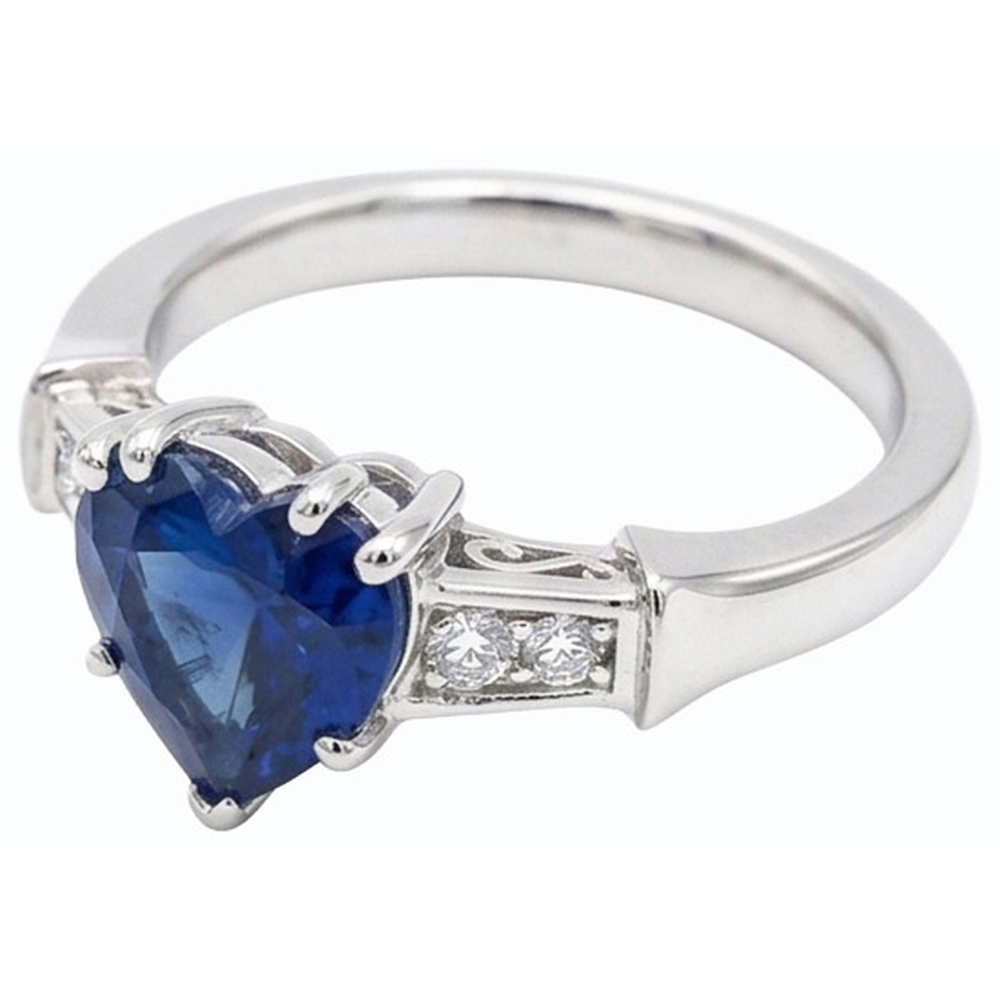 Natürlicher Diamant ( nicht im Labor gezüchtet ) Jubiläumsherz Sri Lanka Saphir Ring 5 Steine 1,75 Karat