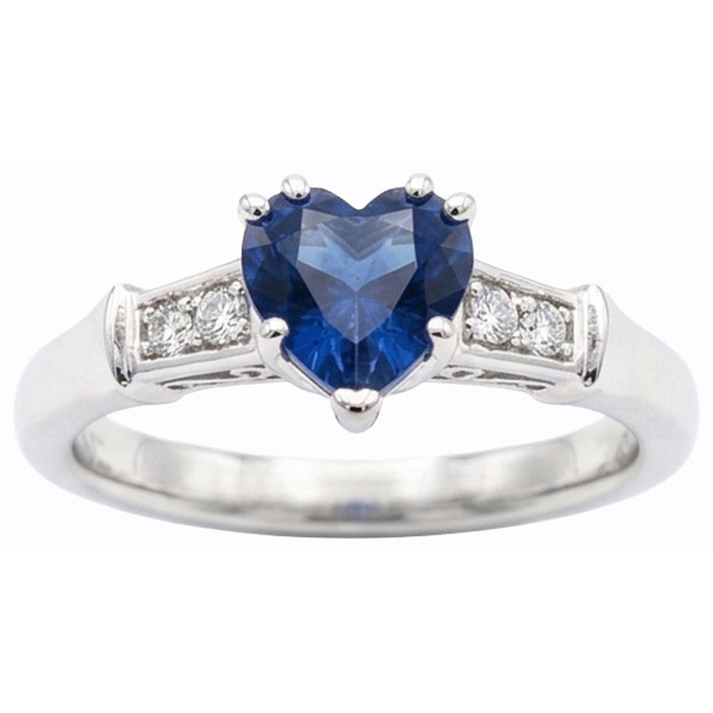 Natürlicher Diamant ( nicht im Labor gezüchtet ) Jubiläumsherz Sri Lanka Saphir Ring 5 Steine 1,75 Karat