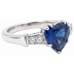 Natürlicher Diamant ( nicht im Labor gezüchtet ) Jubiläumsherz Sri Lanka Saphir Ring 5 Steine 1,75 Karat