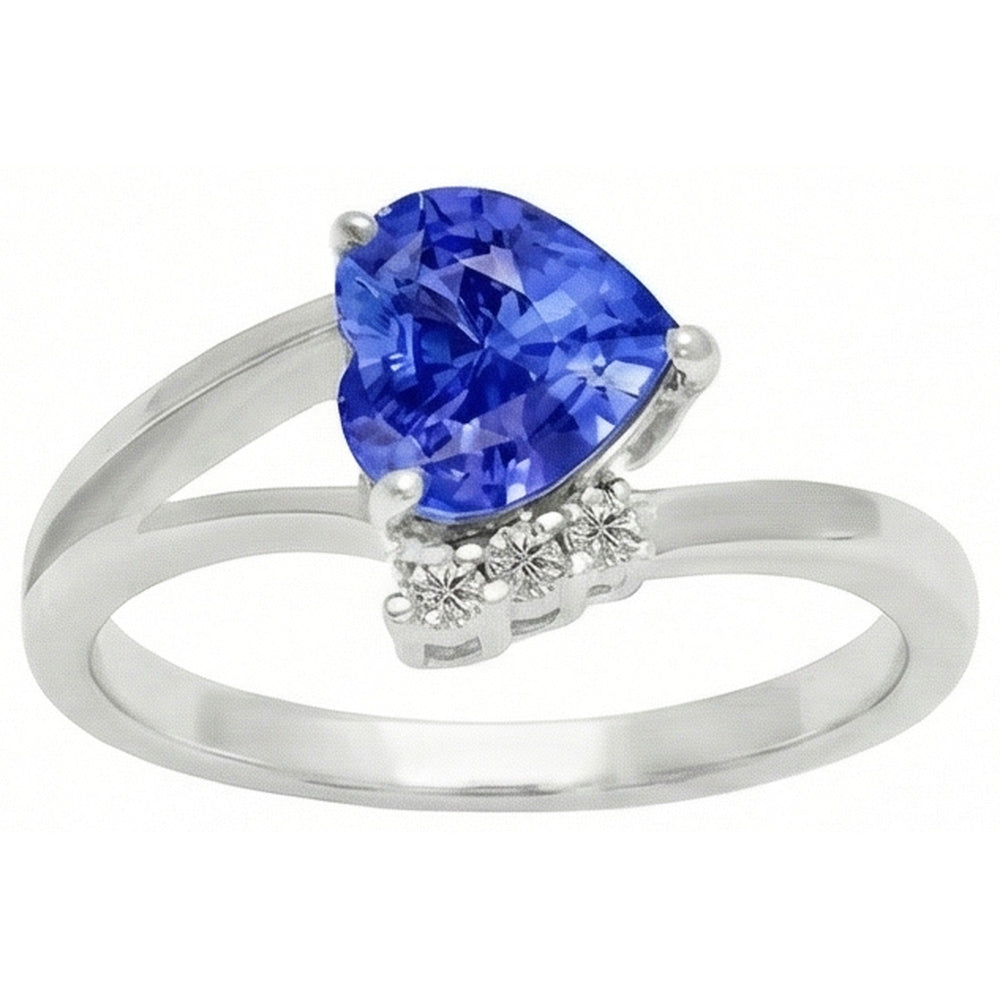 Natürlicher Diamant ( nicht im Labor gezüchtet )-Verlobungsring Herz Hellblauer Saphir 2.25 Karat