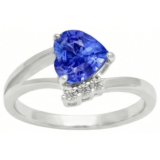 Natürlicher Diamant ( nicht im Labor gezüchtet )-Verlobungsring Herz Hellblauer Saphir 2.25 Karat