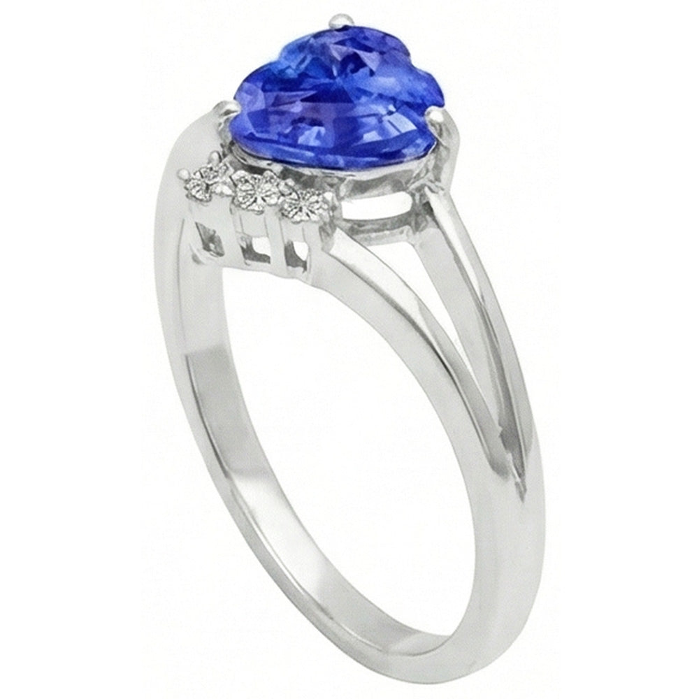 Natürlicher Diamant ( nicht im Labor gezüchtet )-Verlobungsring Herz Hellblauer Saphir 2.25 Karat