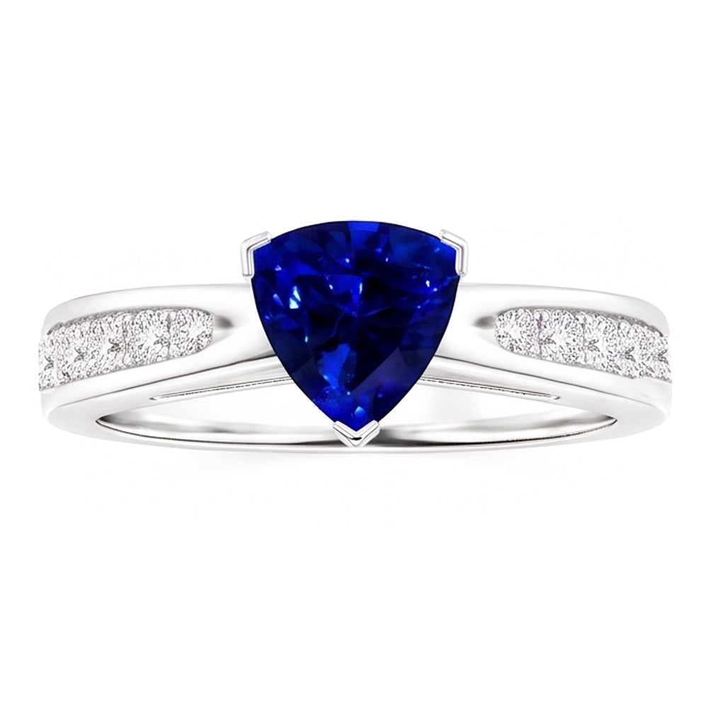 Natürlicher Diamant ( nicht im Labor gezüchtet )-blauer Saphir-Edelstein-Ring in Billionenform 2 Karat