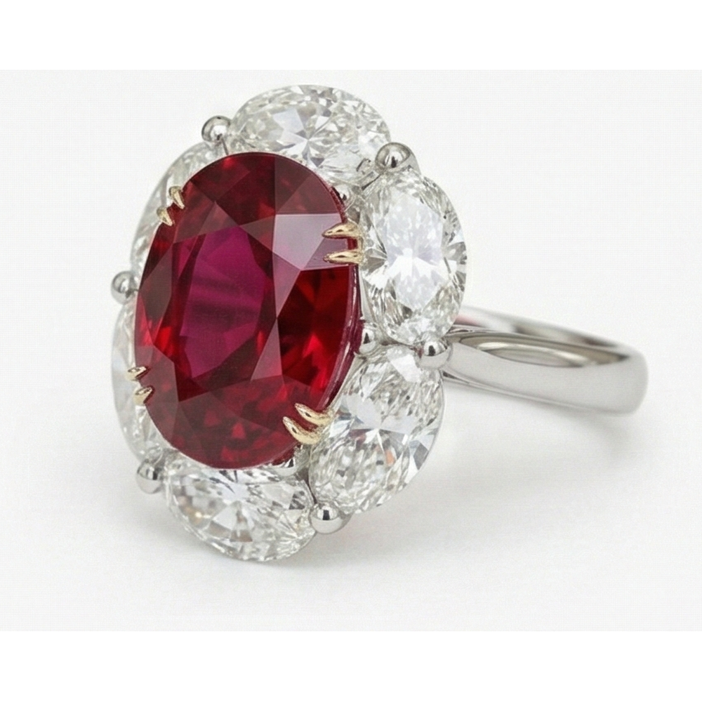 echter oval rubin 5Karat ring Seitenansicht