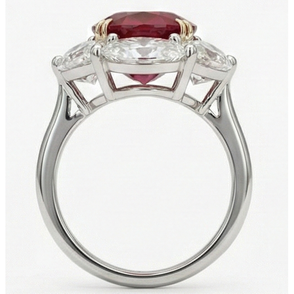 echter oval rubin 5Karat ring Profilansicht