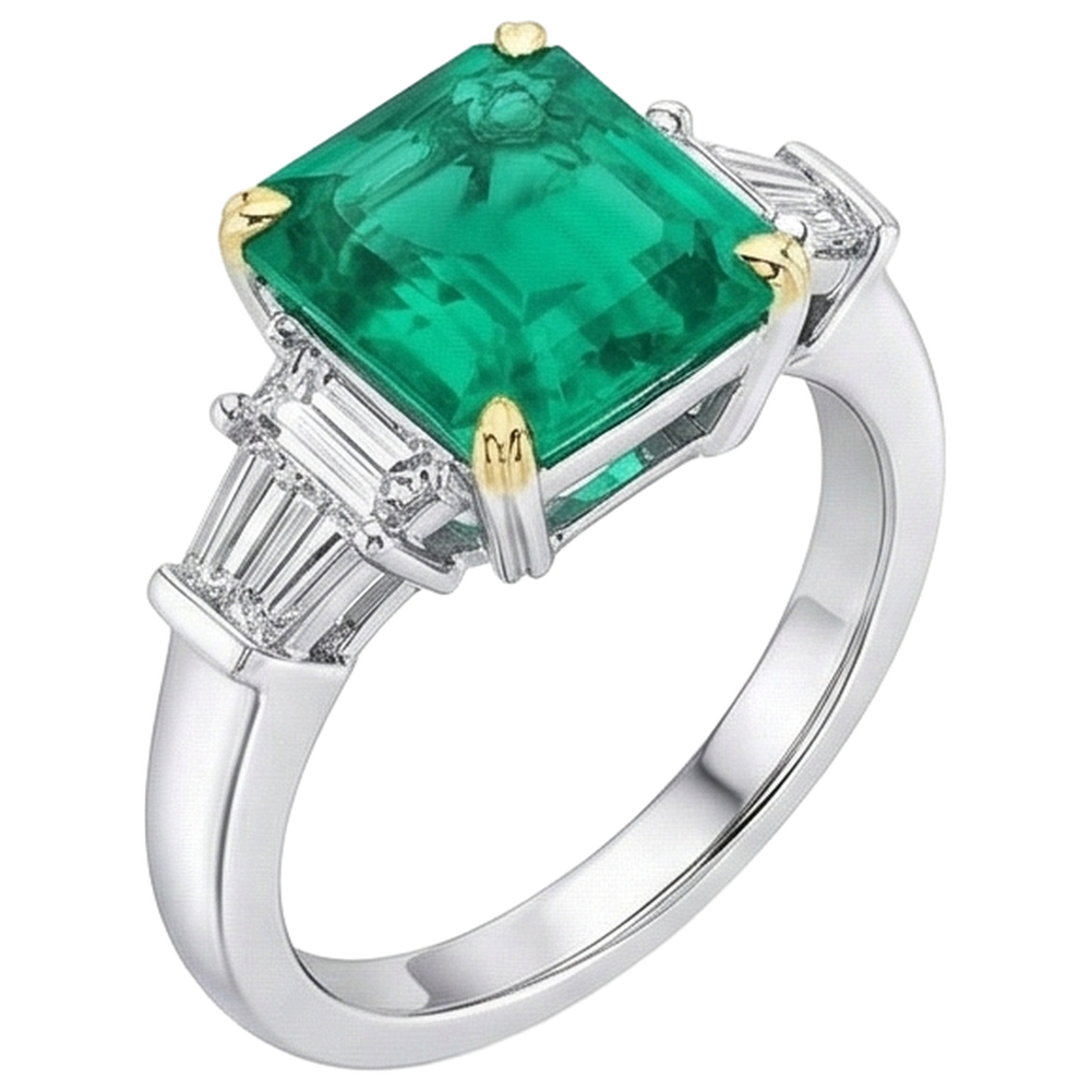 echter asscher diamant 5Karat ring Draufsicht