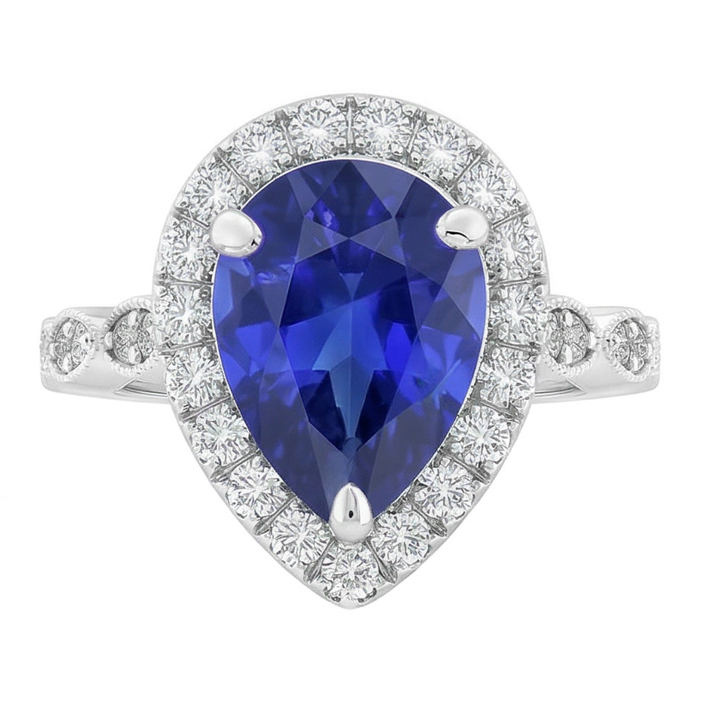 Natürlicher Royalblauer Saphir Edelstein-Ring – 14 Karat