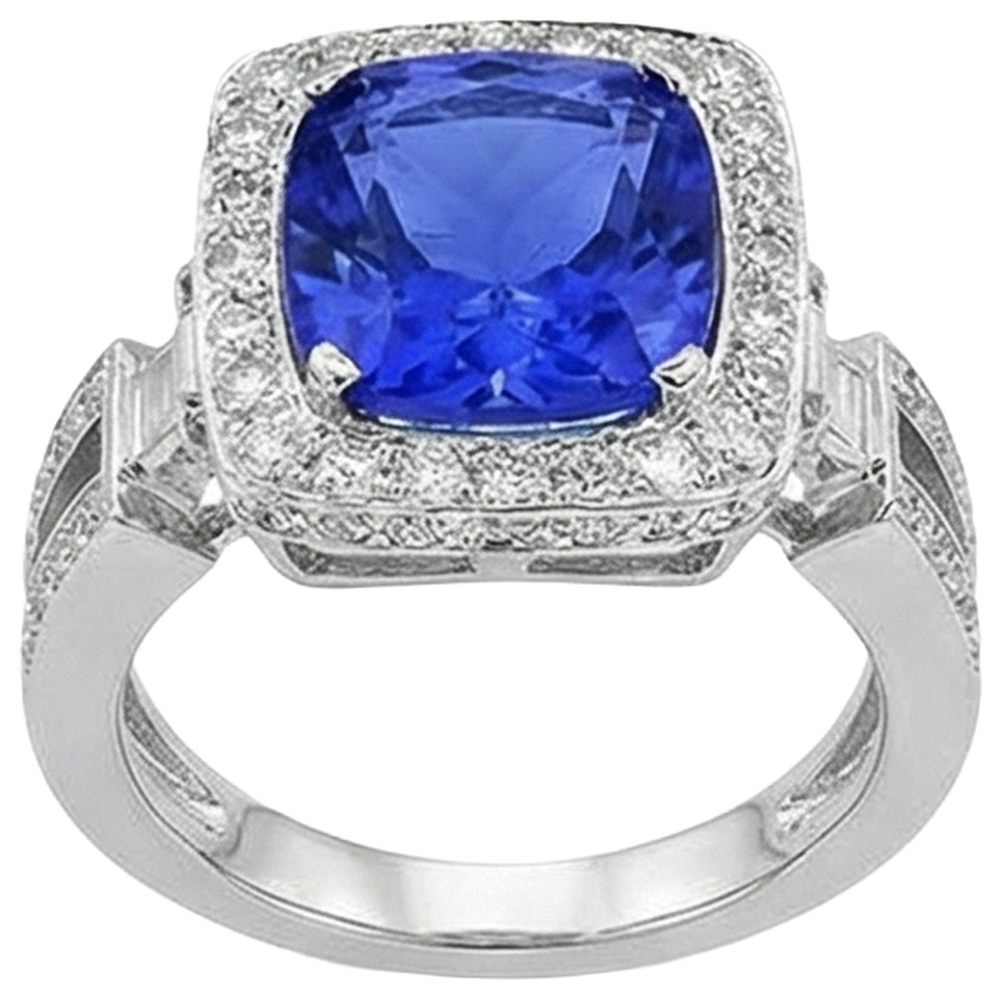 echter round tansanit 5.40Karat ring Draufsicht