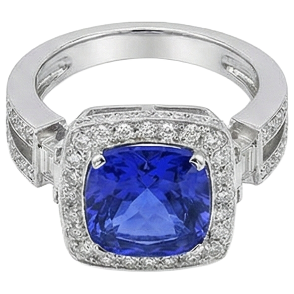 echter round tansanit 5.40Karat ring Detailansicht