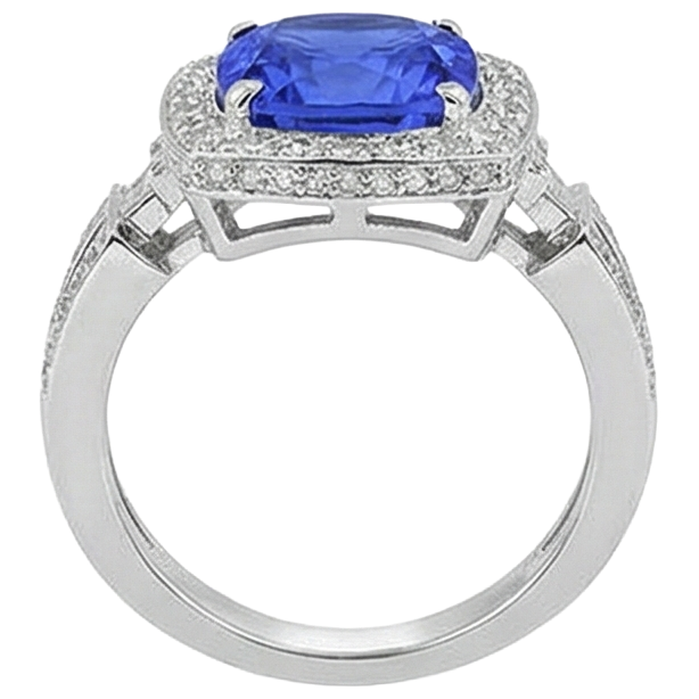 echter round tansanit 5.40Karat ring Profilansicht