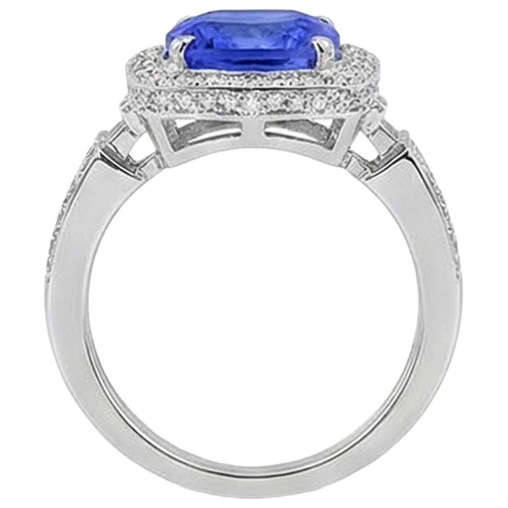 echter round tansanit 5.40Karat ring auf Weiß