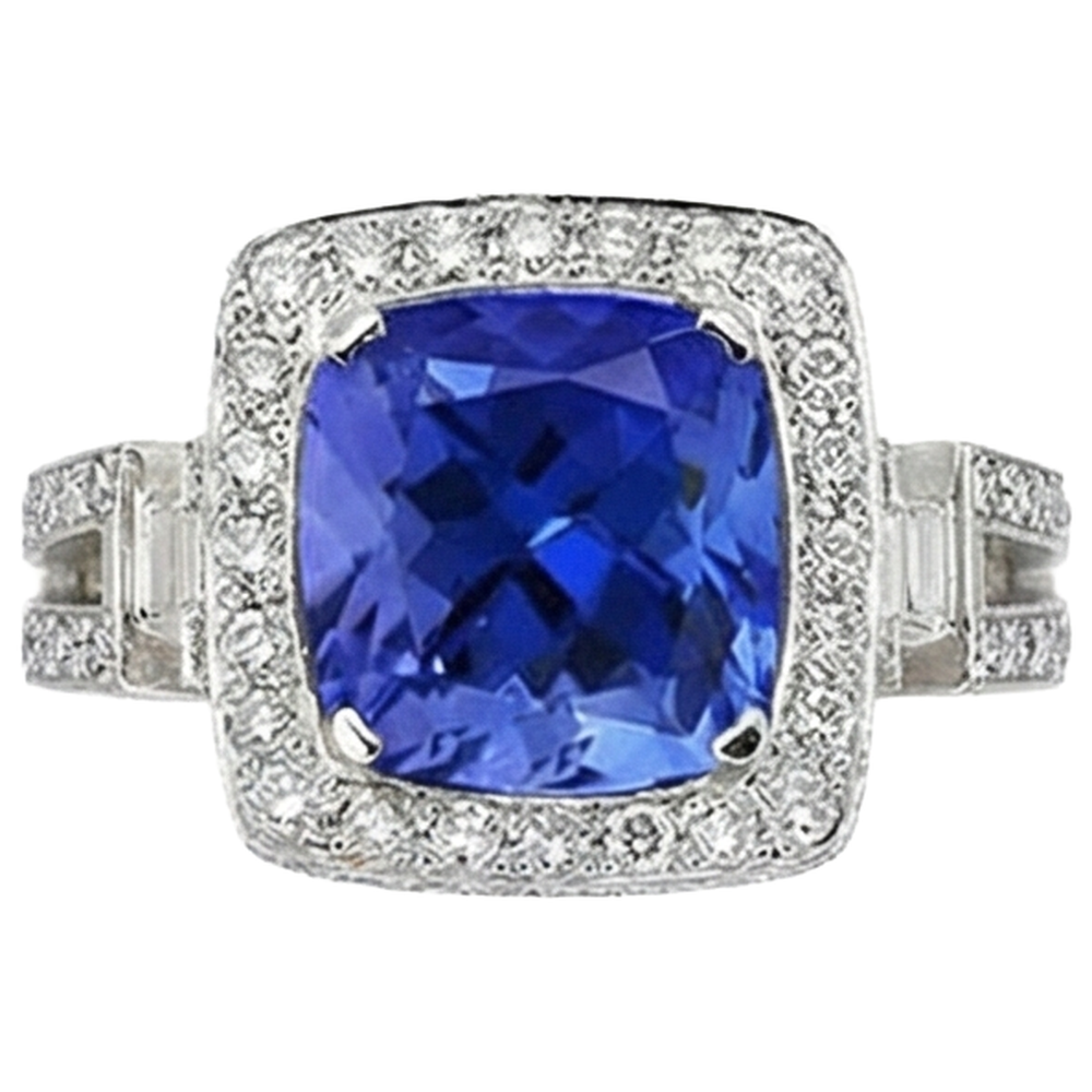 echter round tansanit 5.40Karat ring Seitenansicht