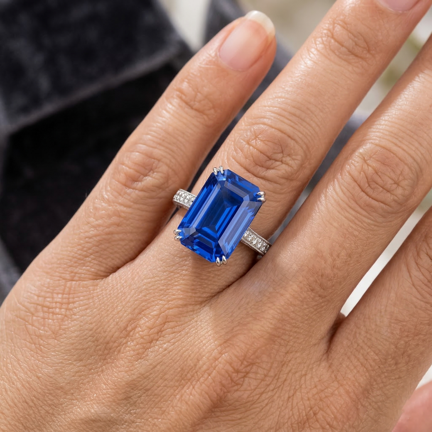 echter baguette diamant 8Karat ring mit Diamantbesatz