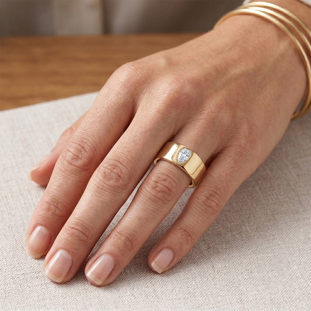 Naturreiner Edler Diamant Einzelstein-Ring – 14K Gelbgold 0,75