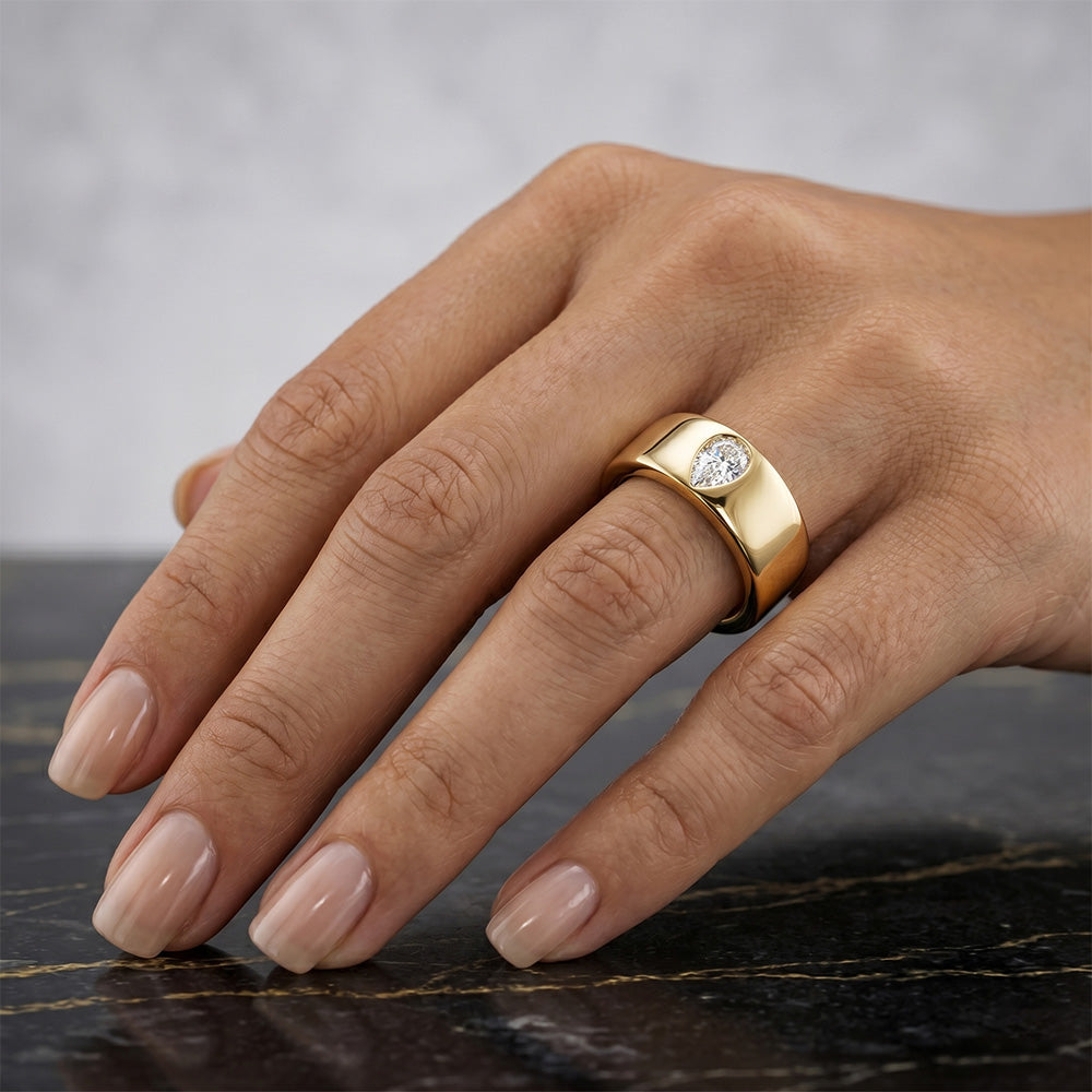 Naturreiner Edler Diamant Einzelstein-Ring – 14K Gelbgold 0,75