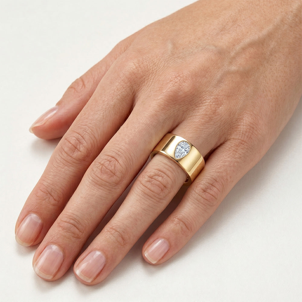 Naturreiner Edler Diamant Einzelstein-Ring – 14K Gelbgold 0,75