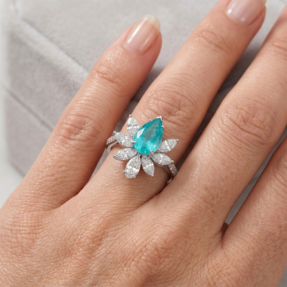 Naturreiner VVS Reinheit Paraiba-Turmalin Akzent-Solitär-Ring
